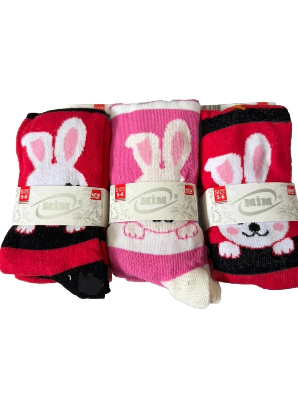 Mi Kids Bunny Leggings Bundle - Pink, Red Tights size 5/6